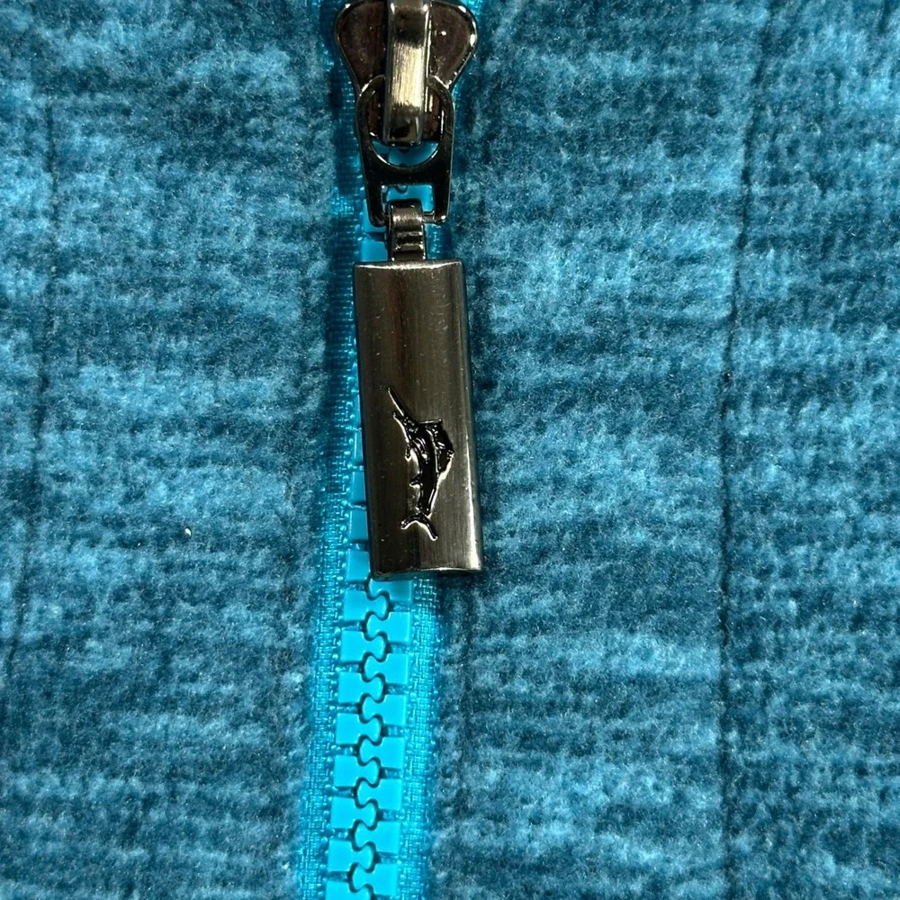 Tommy Bahama Pullover Quarter Zip Mens XXL Teal Blue Space Dye Marlin Knit